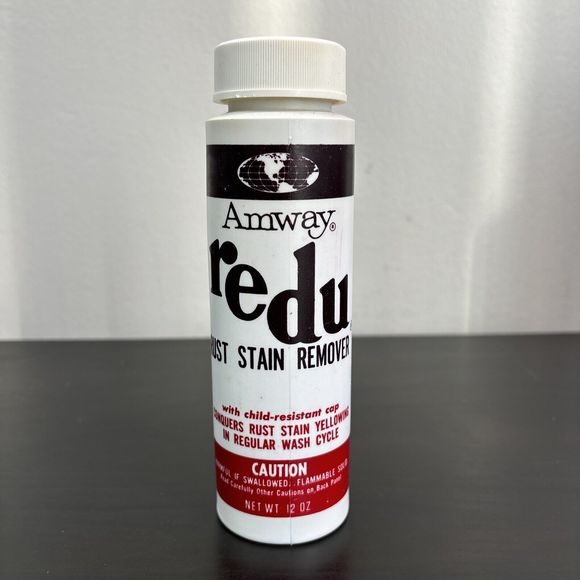 Vintage 1974 Amway ReDu Rust Stain Remover 12 oz Open Bottle (99% Full) - Picture 1 of 12